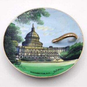 Vintage Washington D.C. Capital Building Souvenir Handpainted Plate w/ Handle